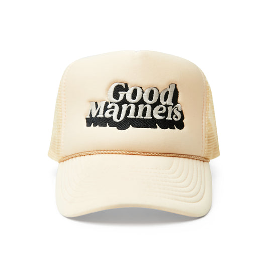 Tan Good Manners Logo Trucker Hat