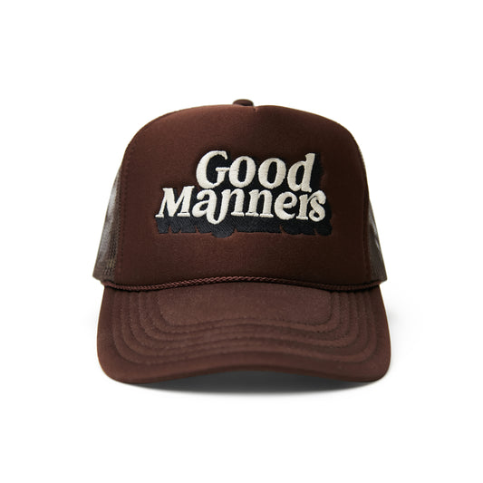 Chocolate Good Manners Logo Trucker Hat